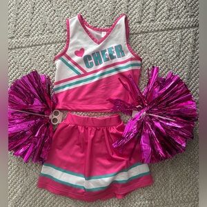 Kids Cheerleader Costume Set - Pink and White